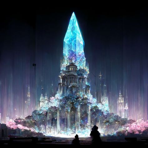 Crystal City, Heaven Art, Dreamy Artwork, Energy Art, Because I Can, Fantasy Castle, Fantasy Places, Crystal Tower, Beautiful Dark Art