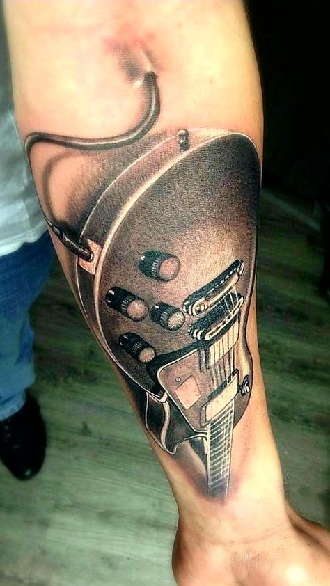 Music Guitar Tattoo, Guitar Tattoos, Guitar Tattoo Design, Music Tattoo Sleeves, Music Notes Tattoo, Rock Tattoo, Guitar Tattoo, Music Tattoo Designs, Tattoo Zeichnungen