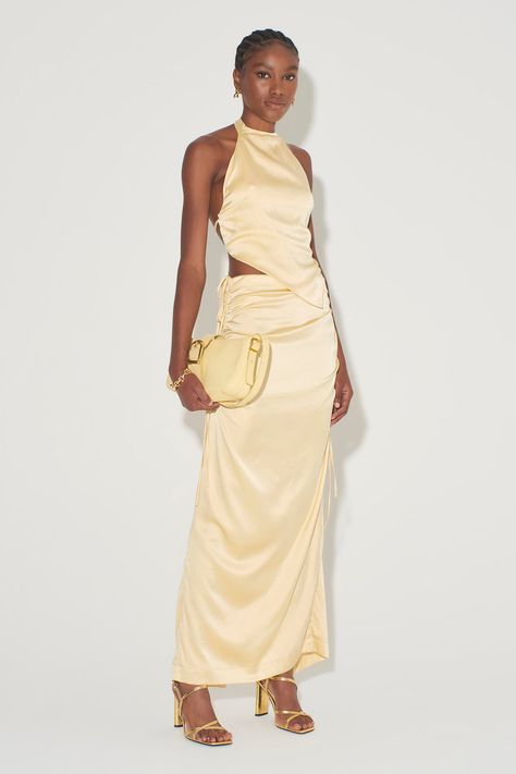 Silk Skirt And Top, Luxury Silk Midi Maxi Skirt, Luxury Satin Maxi Skirt, Satin Gold Midi Skirt, Luxury Yellow Silk Skirt, Luxury Silk Midi-length Maxi Skirt, Silk Skirt Outfit, Long Silk Skirt, Satin Set