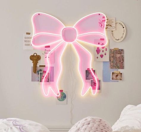 Led Room Signs, Coquette Led Lights, Preppy Led Lights, Cute Room Decor Night Lights, Pink Decor For Room, Cute Led Signs, Bow Wall Decor, Cute Led Lights, Amazon Wall Decor