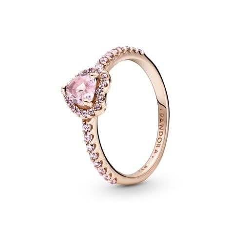 PRICES MAY VARY. Title: Pandora Sparkling Pink Elevated Heart Ring - Rose Gold Ring for Women - Layering or Stackable Ring - Gift for Her - 14k Rose Gold-Plated Rose with Cubic Zirconia - Size 7.5. Product Type: Departments > Women > Jewelry > Rings > Stacking