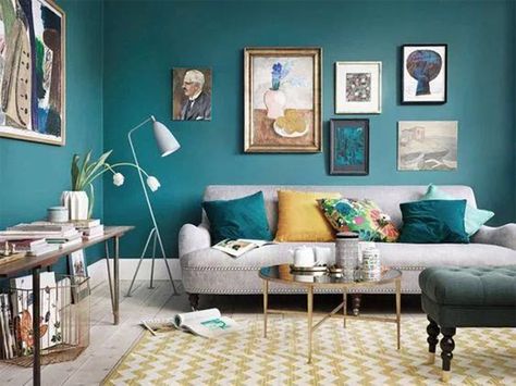 Brown And Blue Living Room, Turquoise Living Room Decor, Turquoise Home Decor, Living Room Turquoise, Brown Living Room Decor, Teal Living Rooms, Living Room Decor Colors, Yellow Living Room, Teal Walls