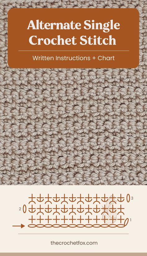 Single Crochet Front Loop Only, Crochet Stitch Pattern, Crochet Chain Stitch, Crochet Waffle Stitch, Crochet Stitches Chart, Crochet Symbols, Crochet Stitches Free, Crochet Chain, Easy Crochet Stitches