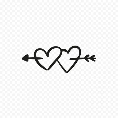 Hearts Icon, Love Arrow, Arrow Drawing, Arrow Tattoo, Matching Tattoo, Double Heart, Two Hearts, Heart With Arrow, Black Hand