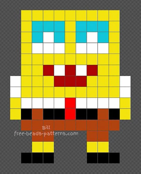 Spongebob perler beads pattern 11x14 - free perler beads patterns fuse beads Hama Beads Spongebob Perler Beads Pattern, Pixel Art Spongebob Easy, Spongebob Perler Bead Patterns, Pearler Bead Patterns Spongebob, Spongebob Melty Beads, Spongebob Fuse Beads, Spongebob Bead Pattern, Hama Beads Spongebob, Spongebob Perler Beads