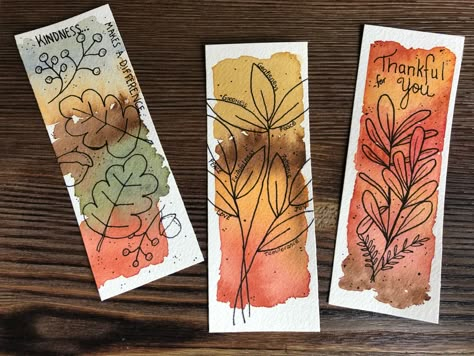 Fresh for Fall inspiring hand painted watercolor bookmarks Diy Fall Bookmarks, Fall Watercolor Bookmarks, Fall Bookmark Ideas, Fall Book Marks, Waterpaint Bookmark, Fall Themed Bookmarks, Autumn Watercolor Bookmark, Fall Bookmarks, Bookmarks Autumn