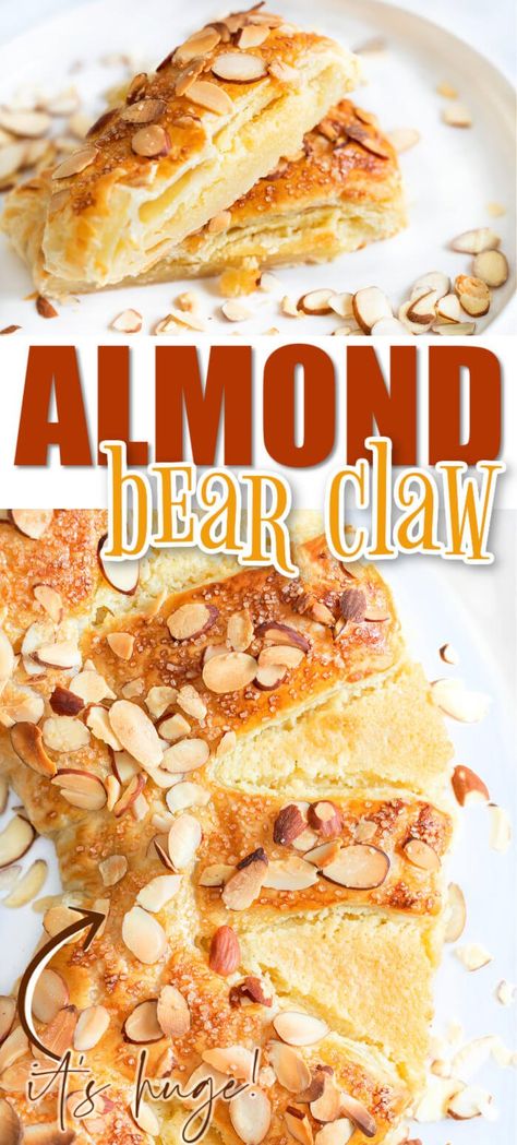 Bear Claw Bear Claw Recipe, Almond Paste Recipes, Almond Filling, Almond Pastry, Family Desserts, Baked Bacon, Chocolate Chip Pancakes, Homemade Pastries, Bear Claw