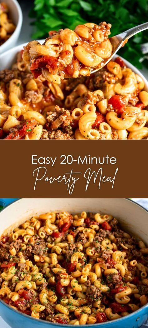 Easy 20-Minute Poverty Meal With Only 10 Ingredients Quick Easy Nutritious Meals, Poverty Meal Recipe, One Pot Recipe Ideas, Poverty Food, Broke Meals, Healthy Dinners On A Budget, Poverty Meals, 20 Minute Meals, Poverty Meal