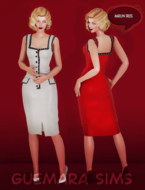 Marilyn dress - The Sims 4 Create a Sim - CurseForge Marilyn Dress, 1950s Outfits, Sims 4 Dresses, Best Sims, Sims 4 Mods Clothes, Iconic Dresses, Sims 4 Cas, Sims 4 Cc Finds, Sims 4 Clothing