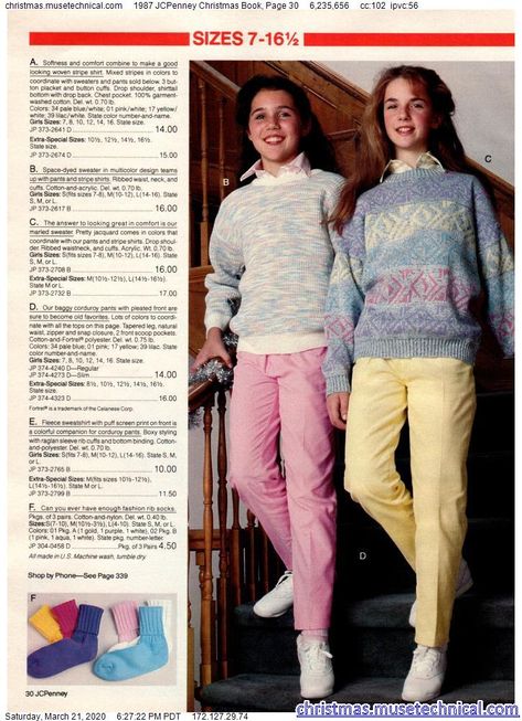 1987 JCPenney Christmas Book, Page 30 - Christmas Catalogs & Holiday Wishbooks 80s Fashion Kids, 1987 Fashion, 1980s Fashion Women, 80s Trends, 1980s Fashion Trends, 1980 Fashion, 80s Stuff, 80s Fashion Trends, Laura Palmer