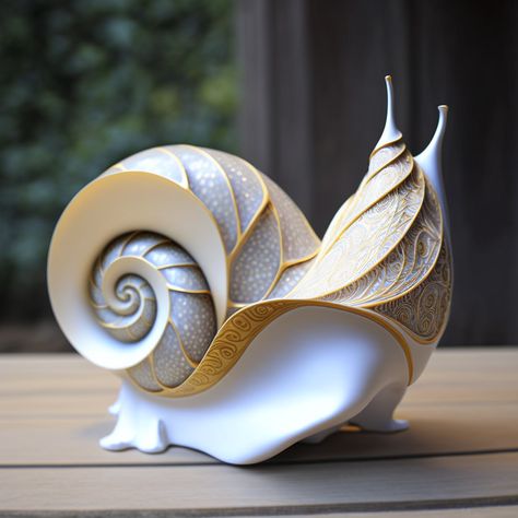 Snail Sculpture Ideas, Snail Art, Shell Collection, Unusual Art, Pottery Crafts, Ceramics Pottery Art, Ceramic Animals, Clay Art Projects, Ceramics Ideas Pottery