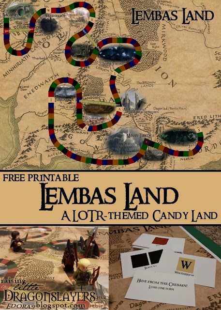 Raising Little Dragonslayers: Lembas Land. Printable Play Mat, Candy Land Game, Hobbit Food, Hobbit Book, Fantasy Night, Hobbit Party, Movie Crafts, Bear Claw, Bf Gifts