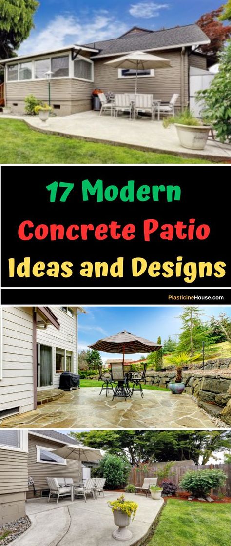 Upgrade your outdoor living space with these sleek and stylish modern concrete patio ideas! From geometric patterns to minimalist designs, discover the endless possibilities of using concrete to create a contemporary and functional patio. Cement Patio Ideas Backyard Modern, Patios Ideas Backyard Concrete, Square Concrete Patio Ideas, Diy Cement Patio Ideas Backyards, Concrete Patio Shapes, Backyard Patio Designs Concrete, Modern Patio Design Ideas, Cement Patio Ideas Backyard, Poured Concrete Patio Ideas