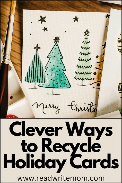 Clever ideas for recycling/reusing your holiday/Christmas cards to enjoy again and again. Ideas For Recycling, Old Christmas Cards, Recycle Christmas Cards, Ways To Recycle, Old Christmas, Christmas Holiday Cards, Clever Ideas, Again And Again, Holiday Christmas