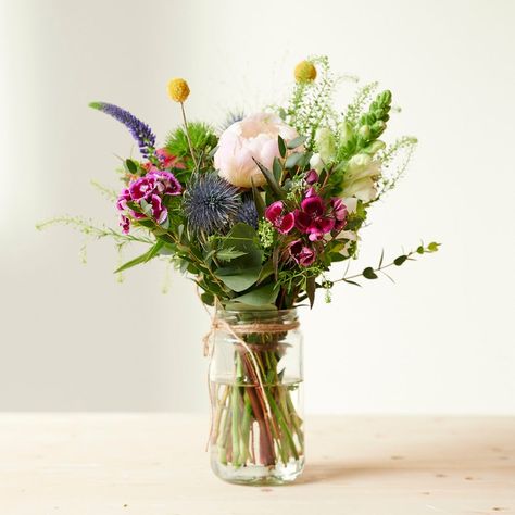 Little Jam Jar Fresh Garden Posy Jars Fresh Seasonal Flowers for Home & Gift Birthday Gift UK Florist - Etsy UK Jam Jar Flowers, Flower Posy, Wildflower Centerpieces, Flowers For Home, Flower Bottle, Jam Jars, Flower Studio, Flower Care, Small Bouquet