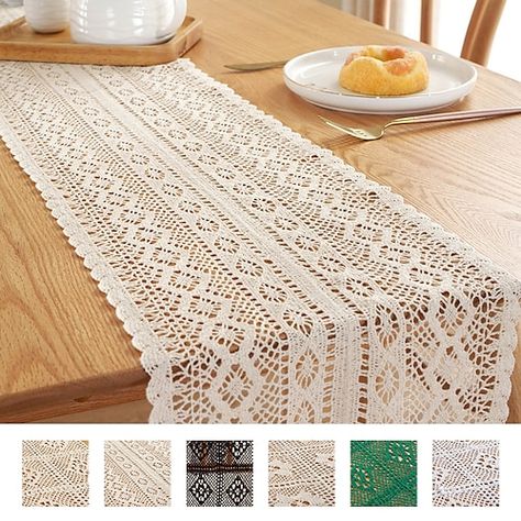 Dining Room Dresser, Cheap Table Runners, Tassel Crochet, Lace Tassel, Boho Table Runner, Macrame Table, Table Runner Size, Macrame Table Runner, Dining Table Runners