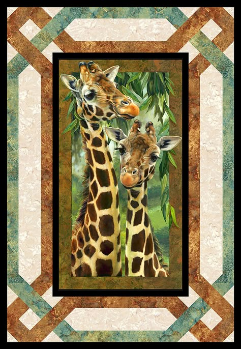 Giraffe Quilt, Wildlife Quilts, Panel Quilt Patterns, Fabric Panel Quilts, Quilted Wall Hanging, Jungle Pattern, Tshirt Quilt, Landscape Quilts, Picture Quilts