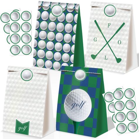 PRICES MAY VARY. Package include: You will get 24 pieces of golf gift bags in 4 different styles and 6 pieces of each style, and 32 pieces of golf stickers in 4 sheets, enough quantity for your golf party decorations. Designed golf party favors: Each of these golf themed party favors are designed with golf patterns so as to fit for golf birthday decorations, golf decorations for party, or as small gifts for other game themes. We believe that golf fans will like this masters party decorations gol Bowling Decorations, Golf Gift Bags, Mini Golf Birthday Party, Golf Themed Party, Birthday Bowling, Bowling Party Favors, Golf Baby Showers, Golf Theme Party, Birthday Party Goodie Bags