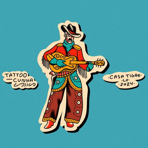 Flashes of the (not so) Wild West! Grab your cowboy or cowgirl now! Available to tattoo in color or black. Like the style but want something different? Send me a DM! Time to tattoo you always at the best place in town @casatigretattoo @_casa_tigre_ #tattoo #tatuagem #traditional #traditionaltattoo #oldschool #oldschooltattoo #europe #europetattoo #cowboy #cowboytattoo #cowgirl #wildwest Joshua Tree Tattoo Traditional, Cowboy Traditional Tattoo, American Traditional Western Tattoo, American Traditional Cowboy Tattoo, American Traditional Cowboy, Traditional Cowboy Tattoo, Western Traditional Tattoo, Tattoo In Color, Train Tattoo