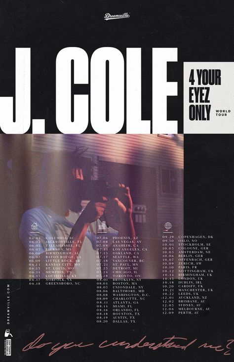 August 20th was absolutely the best got to see him perform ❤️ Photowall Ideas, Music Poster Ideas, Bedroom Wall Collage, Music Poster Design, Artist Wall, Poster Room, Picture Collage Wall, J Cole, Tour Posters