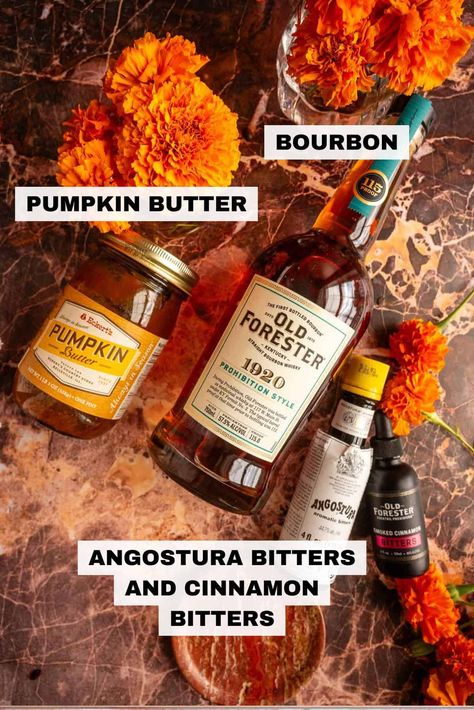 This pumpkin spice old fashioned is the perfect fall bourbon cocktail! It combines bourbon, an easy pumpkin spice syrup made from pumpkin butter, and spicy bitters. It's a dreamy mix of fall flavors that make it perfect for any festive occasion. Old Fashion Cocktail, Cream Puff Dessert, Puff Dessert, Bourbon Smash, Sweet Bourbon, Bourbon Cocktail, Pumpkin Spice Syrup, Pumpkin Butter, Bourbon Cocktails