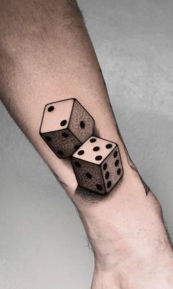 Tattoo Dice, Dice Tattoos, Stippling Tattoo, Desert Tattoo, Ace Of Spades Tattoo, Spade Tattoo, Dice Tattoo, Lucky Tattoo, Luck Tattoo