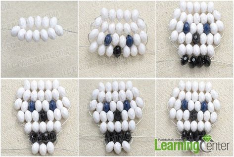 Step 1: Bead skull pattern Bead Skull Pattern, Seed Bead Skull Patterns, Halloween Pony Bead Crafts, Beaded Skull Pattern, Skull Bracelet Pattern, Skull Bead Pattern, Bead Figures, Bead Creatures, Diy Skulls