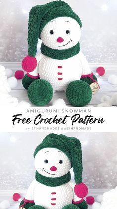 Amigurumi Snowman Free Pattern — Snowman Free Crochet Pattern Holiday Crochet Patterns, Crochet Christmas Ornaments Free, Christmas Crochet Patterns Free, Textured Crochet, Crochet Toys Free, Crochet Christmas Gifts, Crochet Snowman, Crochet Xmas, Sweater Patterns