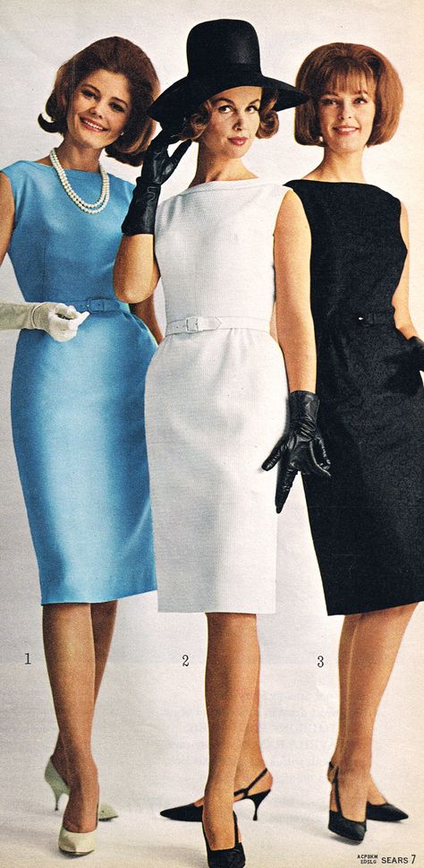 Sears 1964 Women In Dresses, 1960s Dresses, 1960 Fashion, Fashion 1960s, Three Women, Sixties Fashion, Look Retro, Retro Mode, 60 Fashion