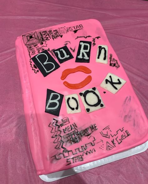 Mean girls mean girls birthday Burn Book Cake, Mean Girls Birthday Party, Mean Girls Birthday, 27 Birthday, Mean Girls Party, 14th Birthday Party Ideas, Girls Birthday Party Themes, Book Cake, Birthday Activities