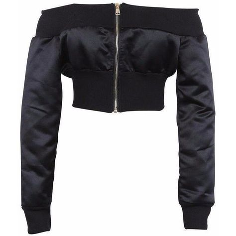 Off The Shoulder Cropped Bomber Jacket ($58) ❤ liked on Polyvore featuring outerwear, jackets, off the shoulder bomber jacket, white cropped jackets, cropped bomber jacket, off shoulder bomber jacket and white flight jacket Crop Jacket Pattern, Off Shoulder Jacket, Jackets Cropped, Womens Cropped Jacket, White Cropped Jacket, Shoulder Jacket, Coat Street Style, Jackets Black, Looks Chic