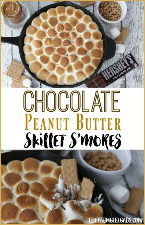 Peanut Butter Smores Dip, Chocolate Smores, Campfire Desserts, Team Dinner, Smore Recipes, Peanut Butter Marshmallow, Peanut Butter Sauce, Chocolate Graham Crackers, Chocolate And Peanut Butter