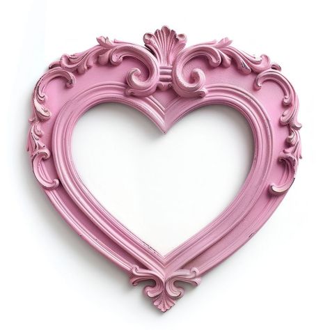 Elegant pink heart-shaped frame | free image by rawpixel.com / Adjima Pink Heart Frame, Mirror Pattern, Shabby Chic Hearts, Strawberry Hearts, About Heart, Heart Shaped Frame, Frame Ideas, Pink Frames, Vintage Frame