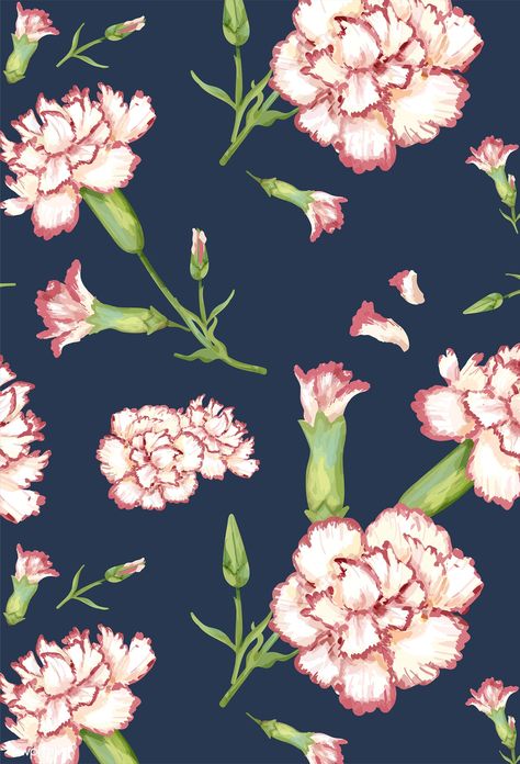 Hand drawn carnation pattern background | premium image by rawpixel.com Carnation Flower Background, Carnation Wallpaper, Carnation Pattern, Tropical Artwork, Diy Calligraphy, Tropical Background, Free Illustration Images, Plant Vector, Hand Images