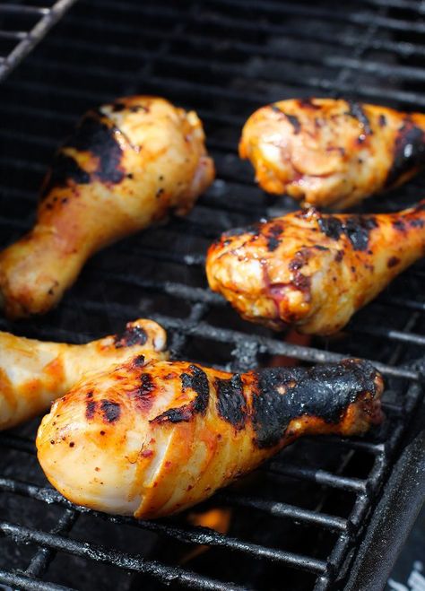 How to Cook Drumsticks on the Grill (with Pictures) | eHow Grilled Chicken Leg Recipes, How To Cook Drumsticks, Grilled Drumsticks, Gas Grill Recipes, Grilled Chicken Drumsticks, Grilled Chicken Legs, Honey Chipotle Chicken, Bbq Chicken Legs, Charcoal Grilling