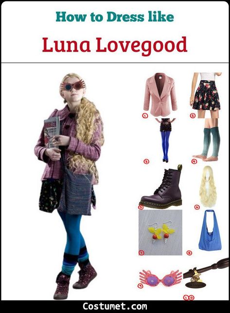 Luna Lovegood Halloween Costume, Luna From Harry Potter, Luna Lovegood Dress, Luna Lovegood Style, Luna Lovegood Outfits, Luna Lovegood Cosplay, Luna Costume, Harry Potter Potion Labels, Luna Lovegood Costume