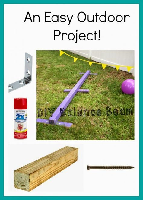 DIY Balance Beam - The Chirping Moms Preschool Tumbling, Diy Balance Beam, Backyard Playground Ideas, Beam Ideas, Diy Outdoor Toys, Preschool Gymnastics, Gymnastics Beam, Alex Love, Playground Ideas