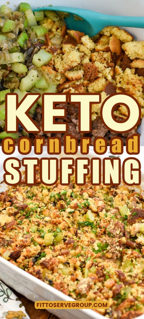 Low Carb Cornbread, Low Carb Stuffing, Keto Stuffing, Keto Holiday Recipes, Dressing Recipes Cornbread, Homemade Stuffing, Keto Holiday, Low Carb Sides, Low Carb Side Dishes