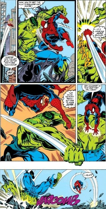 Spider-Man Feats: Vs Hulk (AMSv1#381-382). Spiderman Vs Hulk, Marvel Retro, Comic Tattoo, Hulk Comic, Marvel Comics Covers, Hulk Marvel, Comic Book Pages, Man Vs, Spiderman Comic