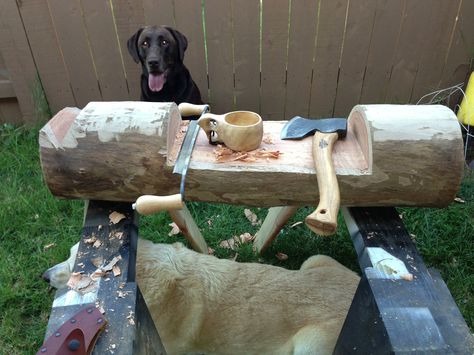 Part 1:My carving horse bench top, in progress! Kuska Cup, Carving Bench, Shave Horse, Shaving Horse, Bowl Carving, Wooden Spoon Carving, Wood Bowls Carving, Wood Spoon Carving, Hand Carved Spoon