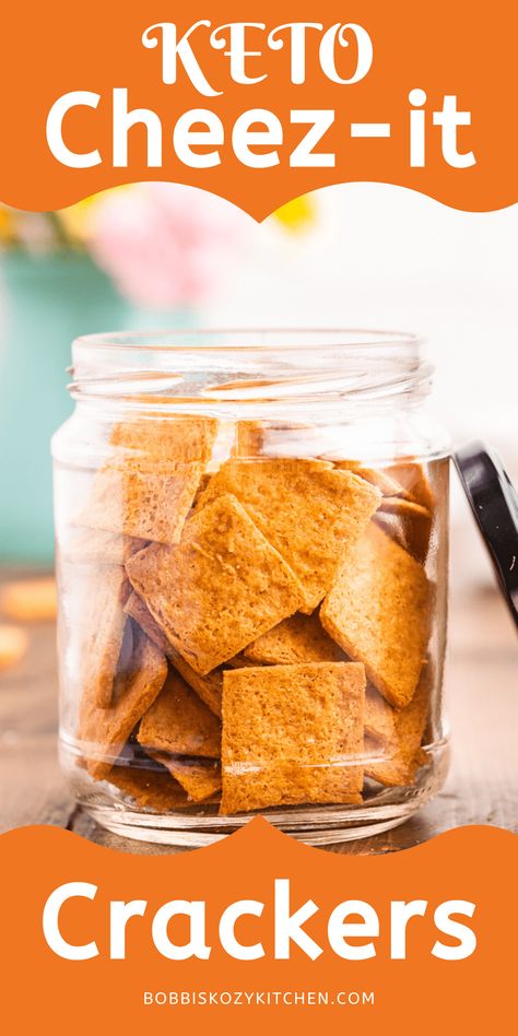 These Keto Smoked Cheddar "Cheez-It" Crackers are made with superfine almond flour and cheese, then baked to crunchy perfection! With only 3 main ingredients, they are an easy low carb way to enjoy your favorite cheesy cracker snack! Cheese Crackers Recipe, Cheesy Crackers, Cheddar Crackers, Crackers Recipe, Dairy Free Snacks, What Can I Eat, Smoked Cheese, Keto Cheese, Keto Snack