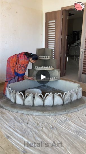 Corner Fountain, Hetal's Art, Homemade Water Fountains, Awkward Corner, Concrete Diy Projects, Ideas Para La Casa, Best Out Of Waste, Concrete Diy, Water Fountain