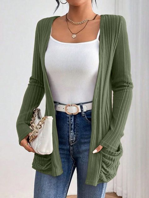 Green cardigan outfit