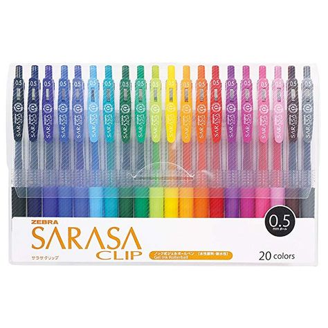 Zebra Gel Ballpoint Pen Sarasa Clip 0.5 Jj15-20ca 20 Color Set Sarasa Pens, Pen Obsession, Letters Ideas, Zebra Sarasa, Kawaii School Supplies, Study Stationery, Cool School Supplies, Drawing Simple, Stationary School