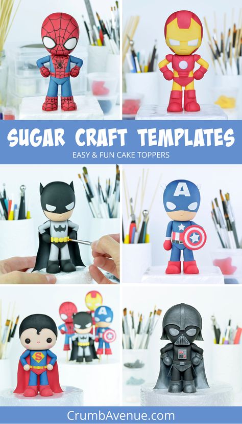 Fondant Superhero, Darth Vader Cute, Marvel Birthday Cake, Birthday Cake For Boys, Superhero Cake Toppers, Superman Birthday Party, Spiderman Cake Topper, Marvel Birthday, Spiderman Birthday Cake