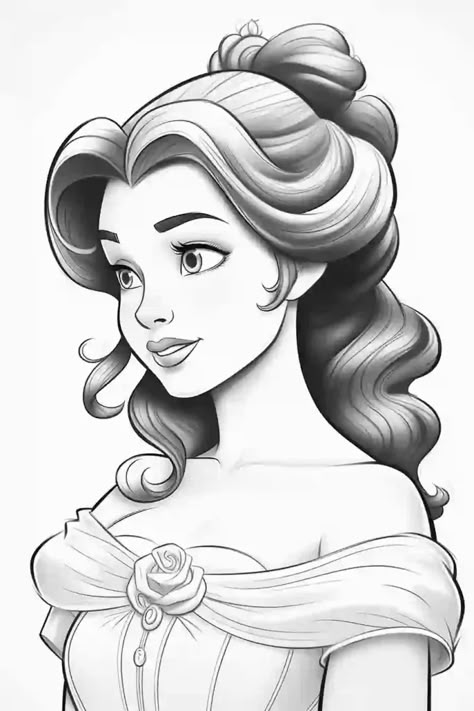 Princess Coloring Pages For Kids, Disney Princess Sketches, Belle Coloring Pages, Princess Sketches, Anime Disney, Disney Prince, Disney Princess Colors, Disney Drawings Sketches, Disney Princess Coloring Pages