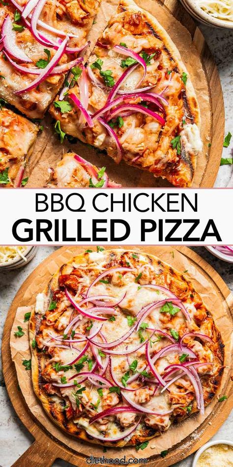 Homemade BBQ Chicken Pizza - Easy Grilled Pizza Recipe! Homemade Bbq Chicken Pizza, Easy Grilled Pizza, Justine Doiron, Bbq Chicken Pizza Recipe, Homemade Pizza Recipe Easy, Grilled Pizza Recipes, Barbecue Pizza, Barbecue Chicken Pizza, Flatbread Pizza Recipes