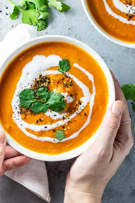 Curry Carrot Soup, Honey Garlic Cauliflower, Matcha Truffles, Thai Carrot Soup, Green Nutrition, Curried Carrot Soup, Curry Soup Recipes, Carrot Curry, Carrot Soup Recipes