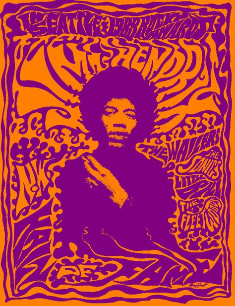 JIMI HENDRIX - Rare Concert Posters of the 60's and 70's ... Poster Grafico, 60s Art, Wal Art, Vintage Concert Posters, Vintage Music Posters, Psychadelic Art, Rock Posters, Arte Inspo, Hippie Art