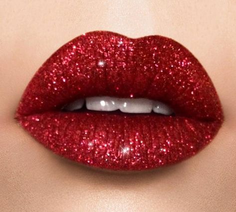 Red Lipstick Makeup Looks, Red Lipstick Shades, Red Lips Makeup Look, Lip Combos, Red Lipstick Makeup, Glitter Lip, Glitter Lipstick, Red Lip Makeup, Lipstick Art